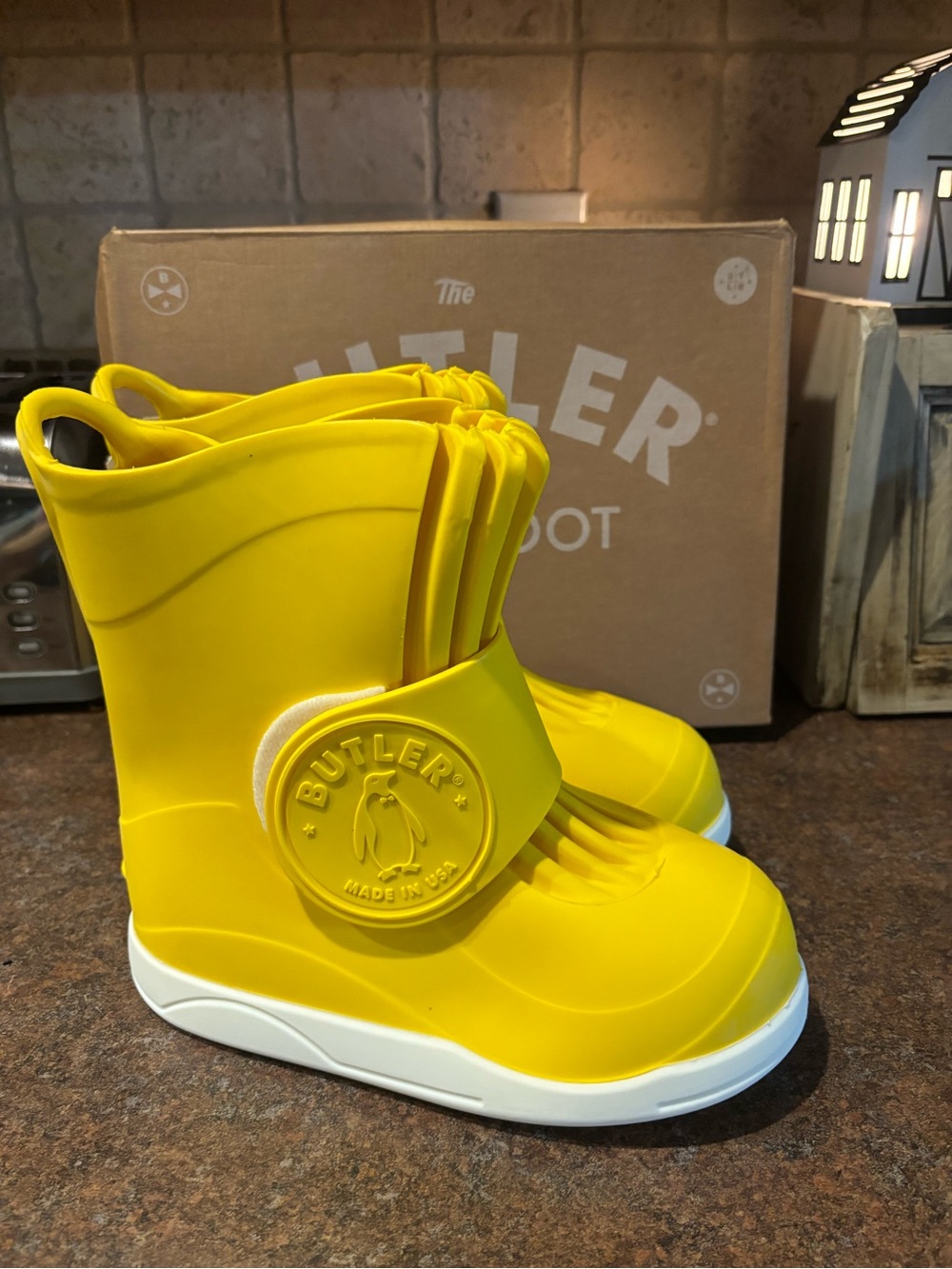 Kids' Yellow Rain Boots over boot
